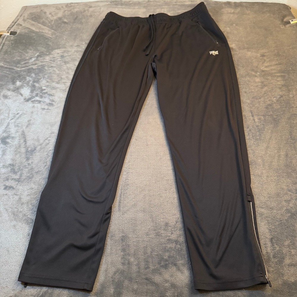 Everlast Training Pants Mens Extra Large Black Zipper Pockets Ankle Zips